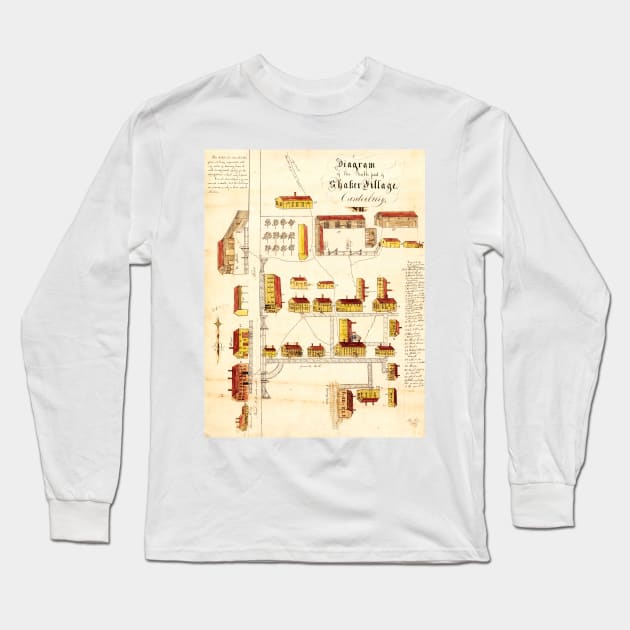 Shaker religious settlement, USA, 1849 (C023/8619) Long Sleeve T-Shirt by SciencePhoto